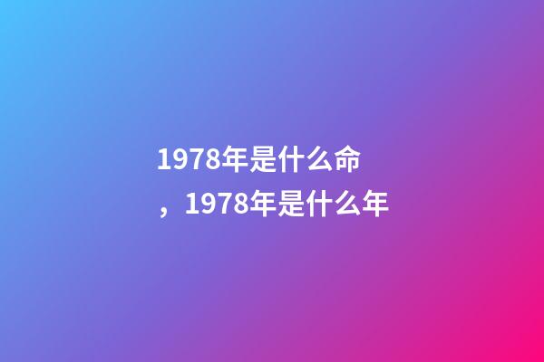 1978年是什么命，1978年是什么年